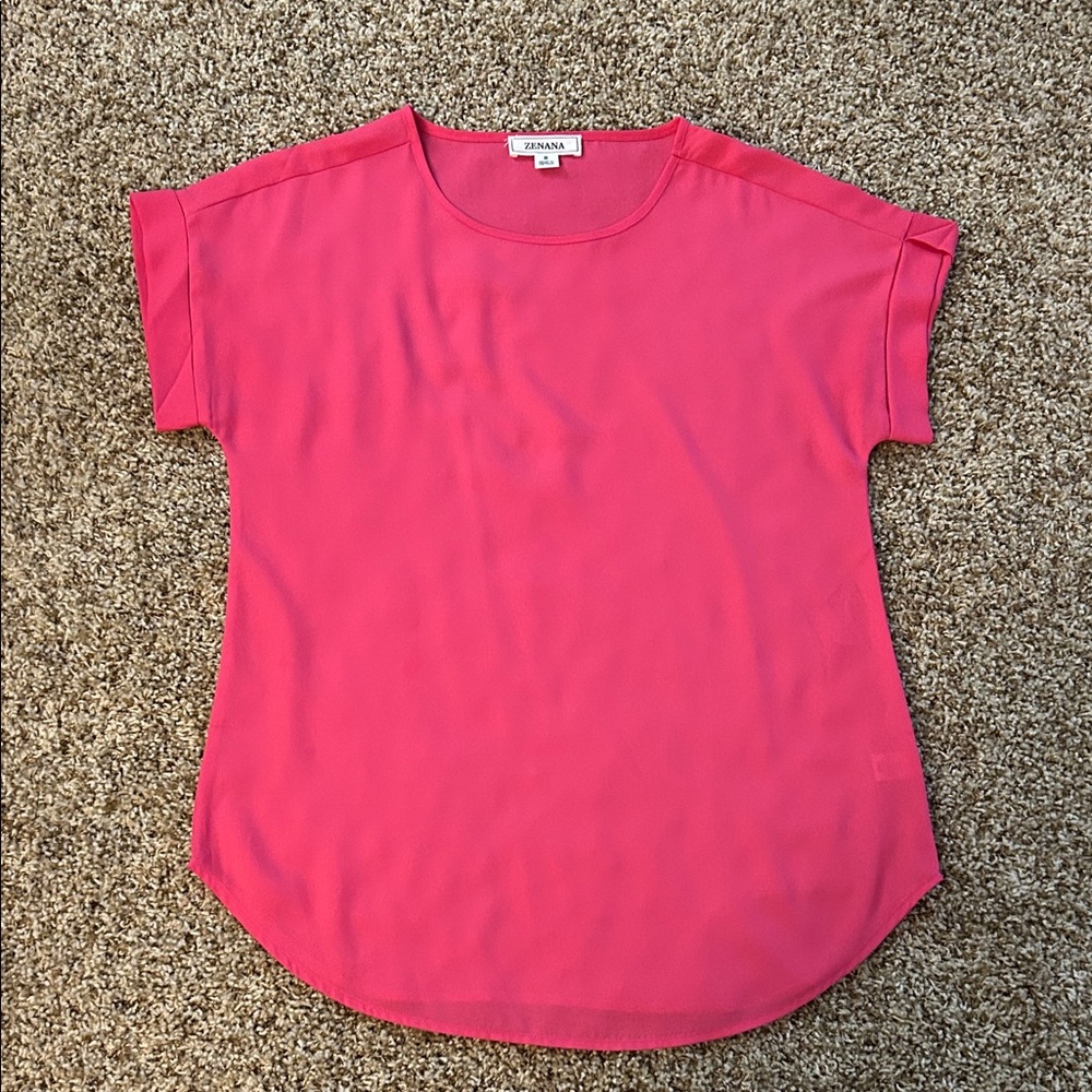 Zenana Sheer Women's Pink Tunic Top